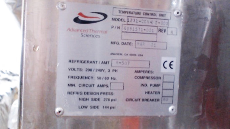 Advanced Thermal Sciences 1231 CON OI 001 Chiller