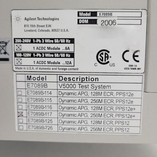 HP / Agilent / Verigy V 5000 Test Station