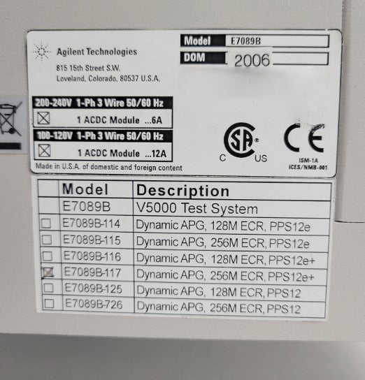 HP / Agilent / Verigy V 5000 Test Station