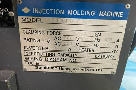 Sumitomo SE 100 EV Injection Molding Machine