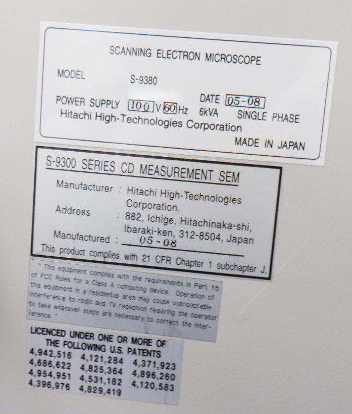 Hitachi S 9380 CD-SEM (Critical Dimension Scanning Electron Microscope)