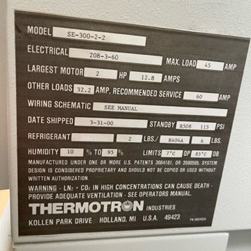 Thermotron SE 300 2 2 Environmental Chamber