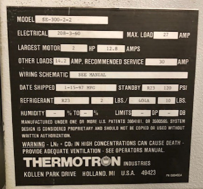 Thermotron SE 300 Humidity Chamber