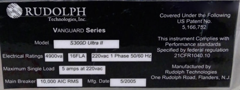 ONTO / Rudolph S 300 ULTRA II Transparent Film Metrology System.
