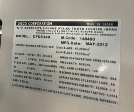 Disco DFD 6340 Automatic Dicing Saw