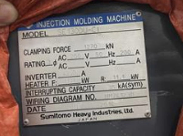 Sumitomo SE 130 DU CI Injection Molding Machine