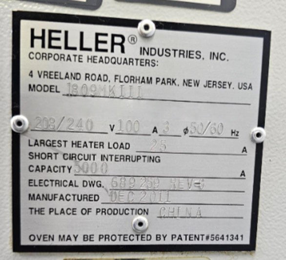 Heller 1809 MK III SMT Reflow Oven