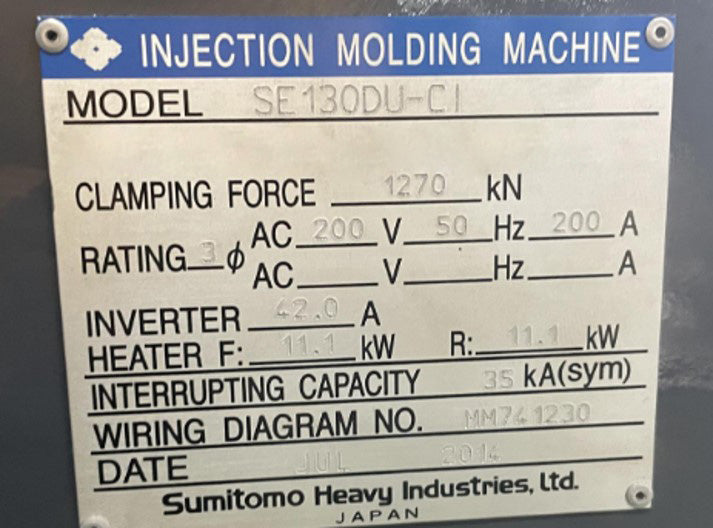 Sumitomo SE 130 DU CI Injection Molding Machine