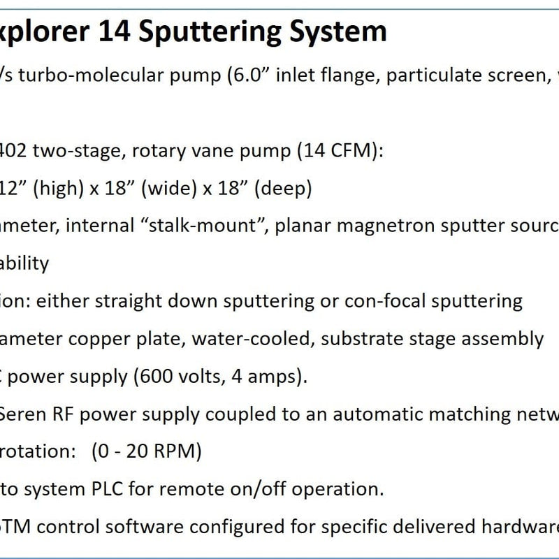 Denton Explorer 14 Sputtering Tool