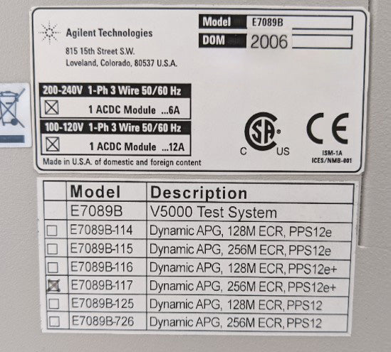 HP / Agilent / Verigy V 5000 Test Station