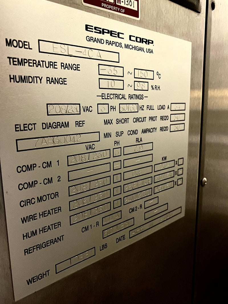 ESPEC ESL 4 CA Environmental Chamber