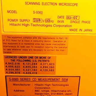 Hitachi S 9360 CD-SEM (Critical Dimension Scanning Electron Microscope)