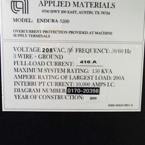 Applied Materials Endura 5500 PVD (Physical Vapor Deposition)