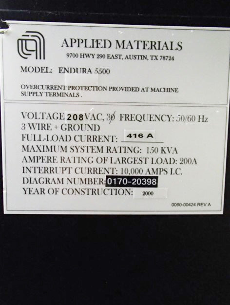 Applied Materials Endura 5500 PVD (Physical Vapor Deposition)