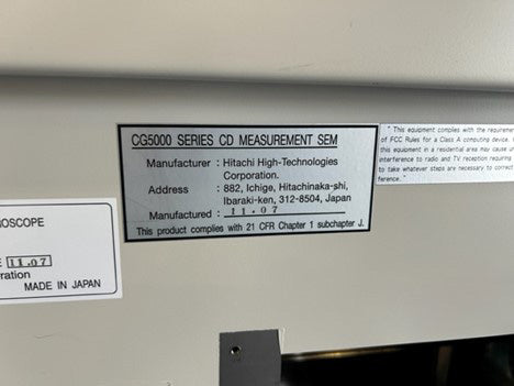 Hitachi CG 5000 CD-SEM (Critical Dimension Scanning Electron Microscope)