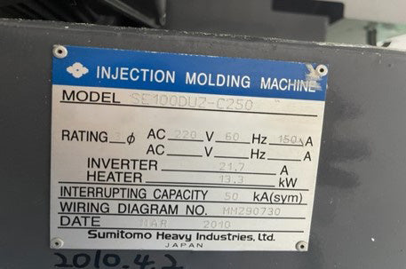 Sumitomo SE 100 DUZ Injection Molding Machine