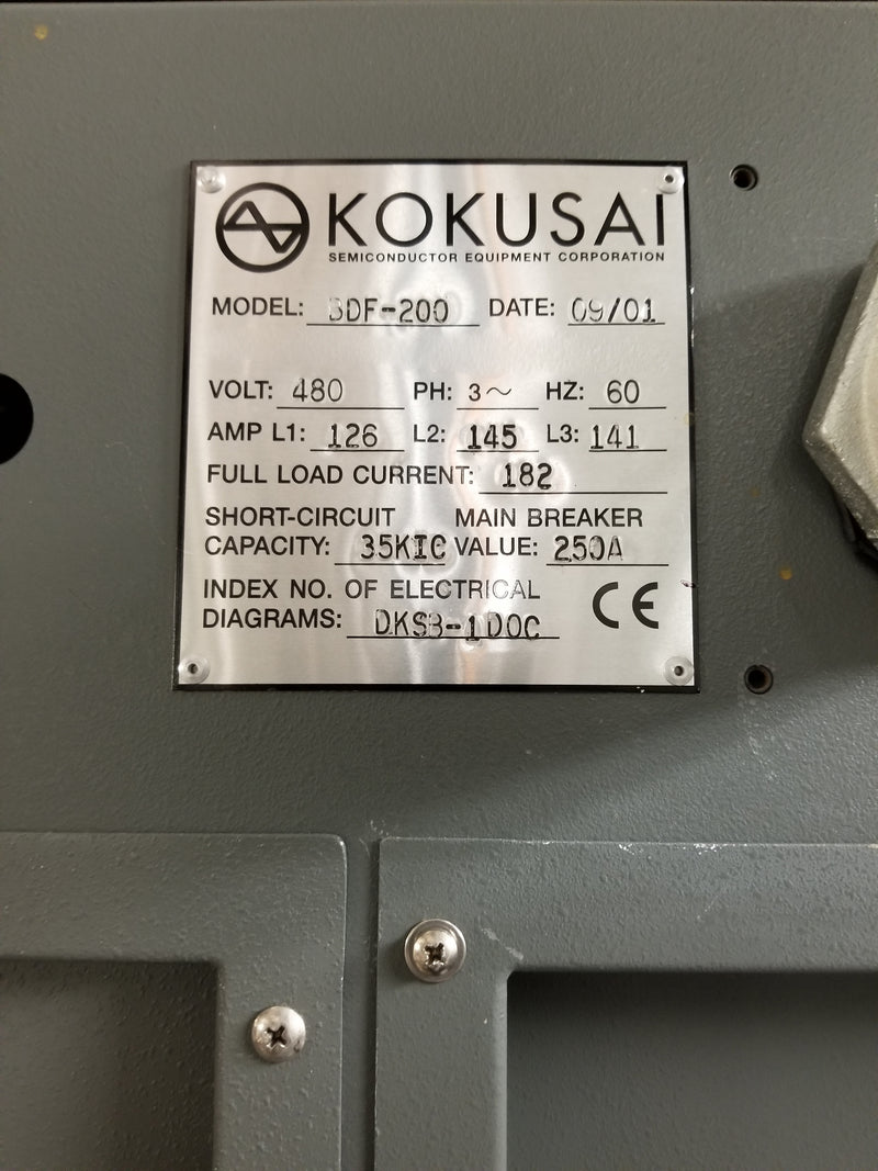 Kokusai BDF 200 LPCVD Furnace (Low Pressure Chemical Vapor Deposition)