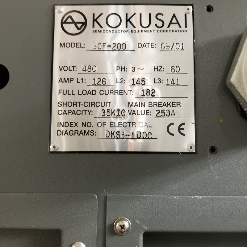 Kokusai BDF 200 LPCVD Furnace (Low Pressure Chemical Vapor Deposition)