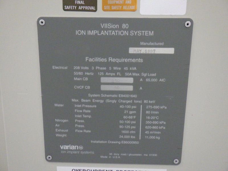 Varian Viision 80 Ion Implanter