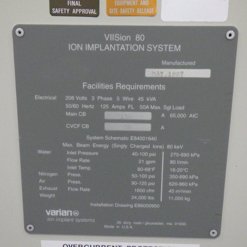 Varian Viision 80 Ion Implanter