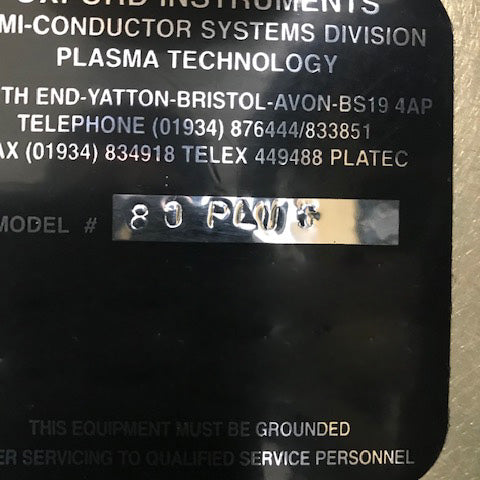 Oxford Plasmalab 80 Plus RIE (Reactive Ion Etcher)