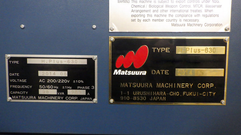 Matsuura H. Plus-630 Horizontal Machining Center