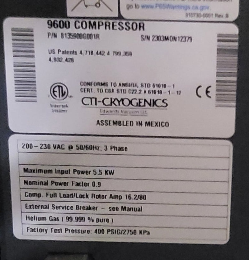 CTI 9600 Compressor