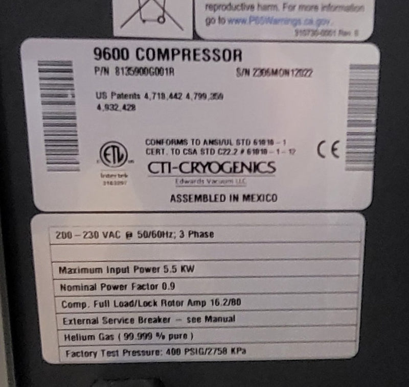 CTI 9600 Compressor