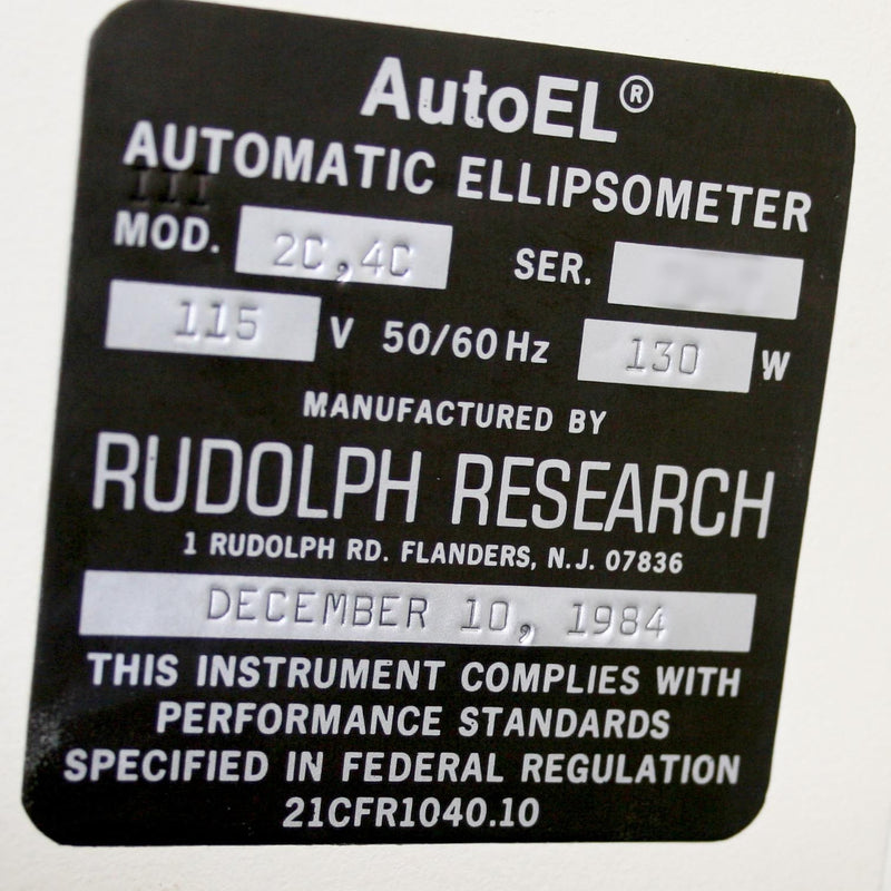 ONTO / Rudolph AutoEL Automatic Ellipsometer