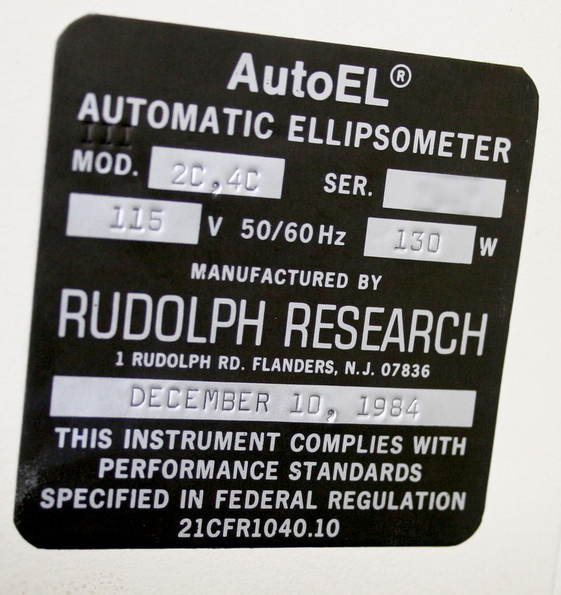 ONTO / Rudolph AutoEL Automatic Ellipsometer