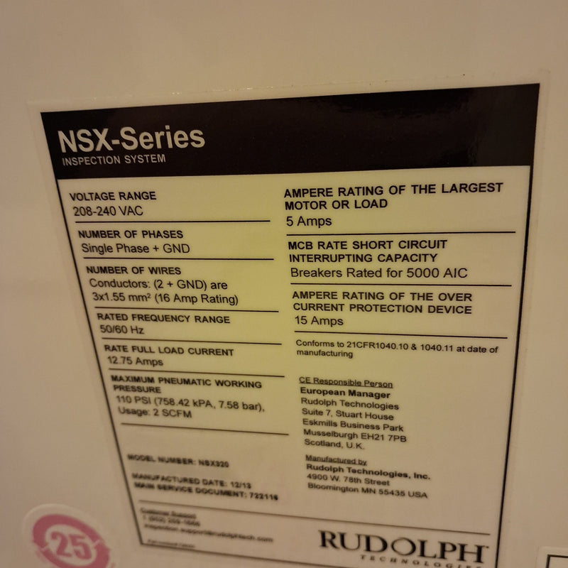 ONTO / Rudolph / August NSX 320 Inspection System