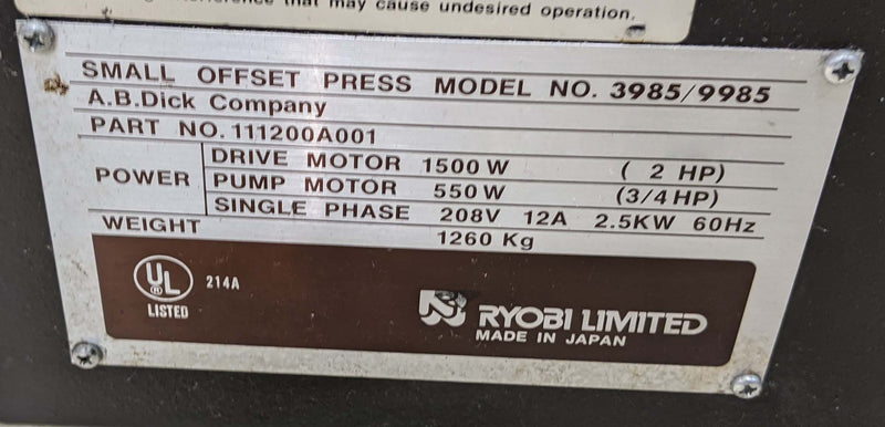 Ryobi 3985 / 9985 Press
