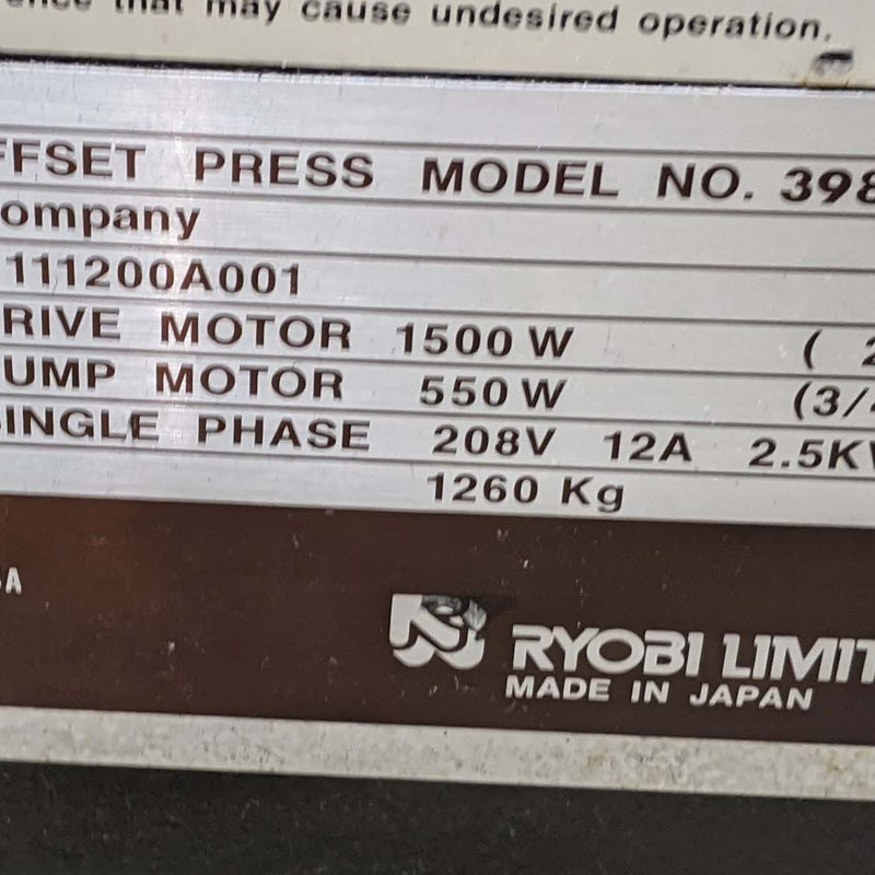 Ryobi 3985 / 9985 Press
