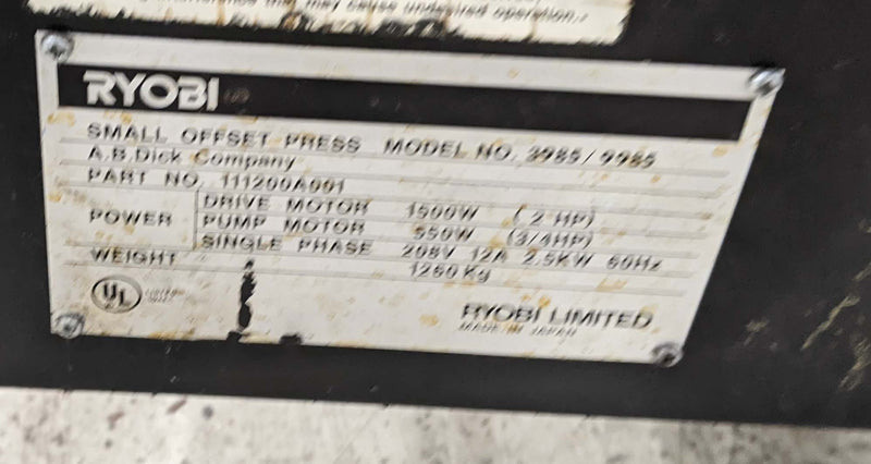 Ryobi 3985 / 9985 Press