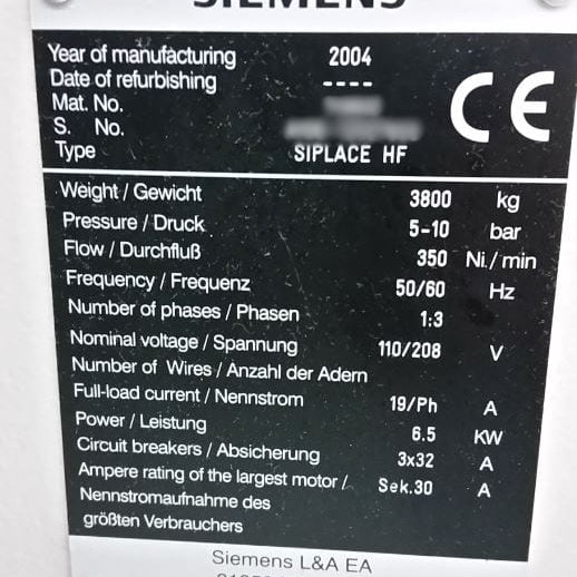 Siemens Siplace HF