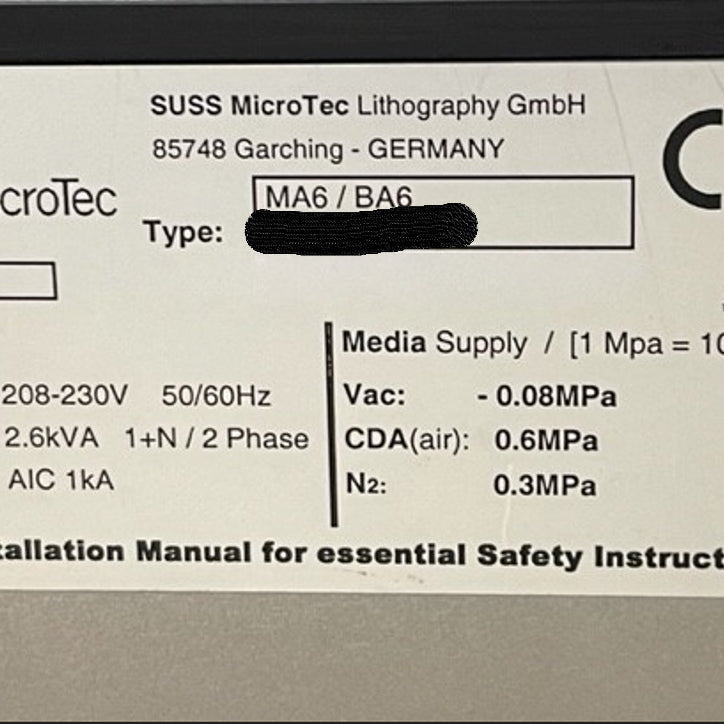 SUSS MA 6 / BA 6 Mask Aligner