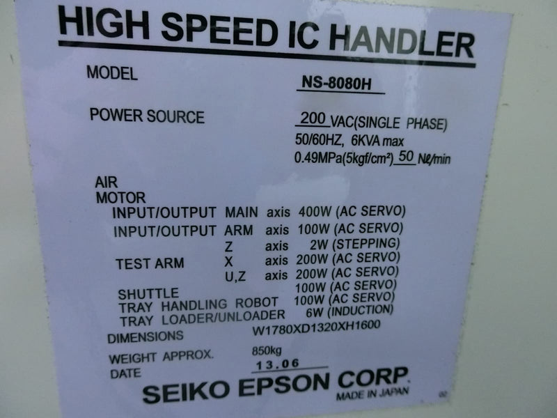 Seiko / Epson NS 8080 SH IC Handler