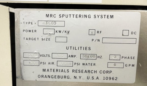 MRC P 603 Sputtering System