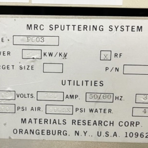 MRC P 603 Sputtering System