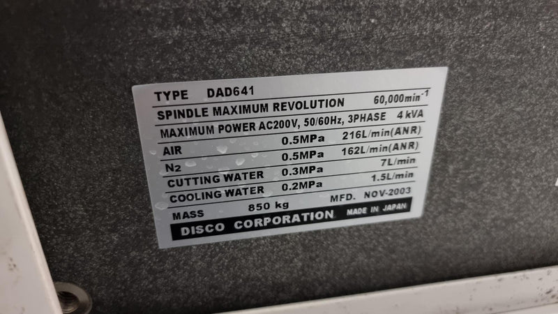Disco DAD 641 Automatic Dicing Saw