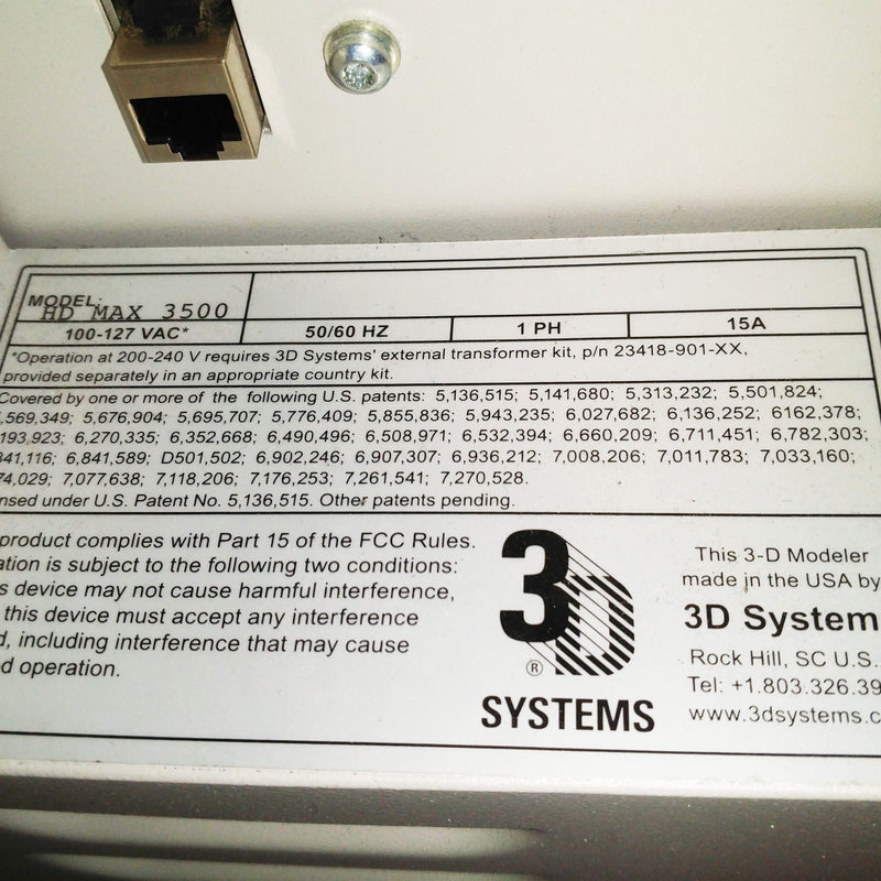 3D Systems ProJet 3500 HD Max 3D Resin Printer