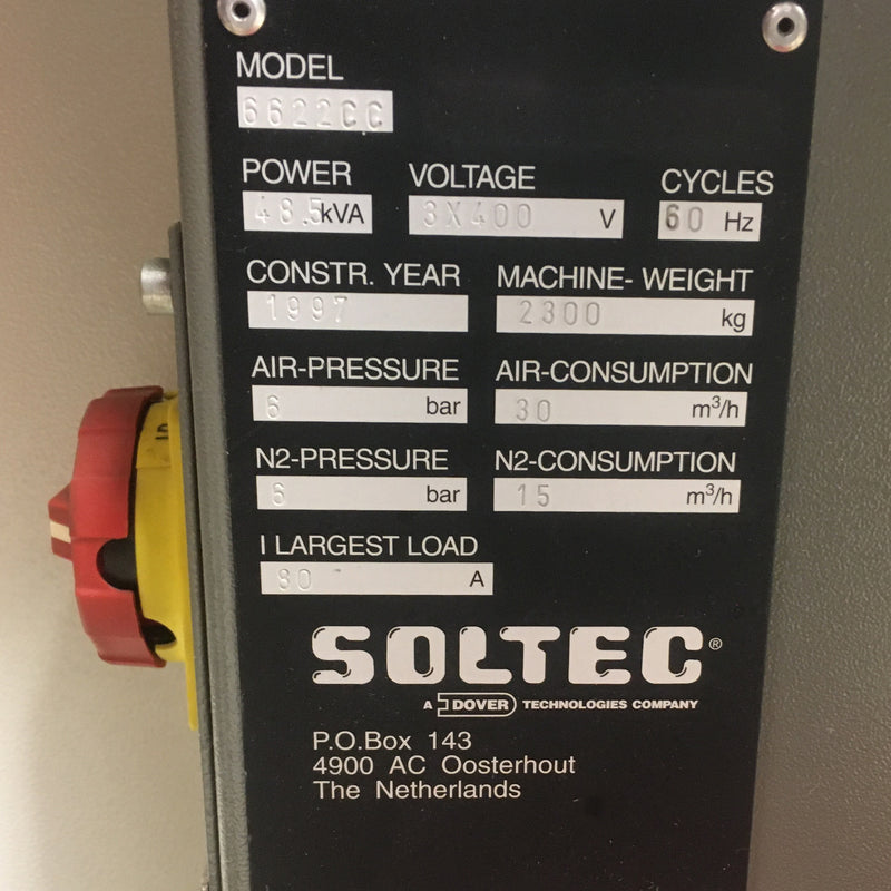 Vitronics Soltec Delta Wave 6622 CC Wave Soldering Machine