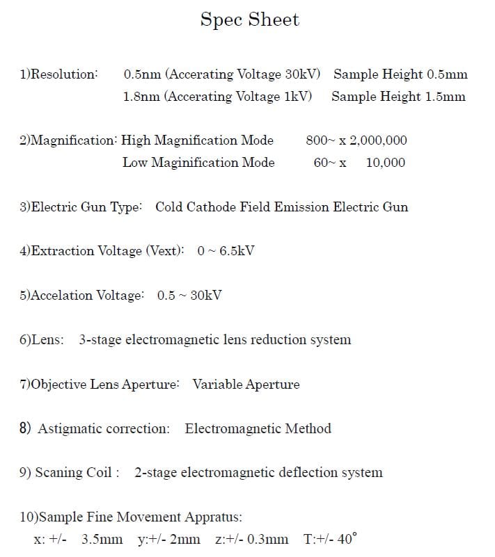 Hitachi 5200 FE-SEM (Field Emission Scanning Electron Microscope)
