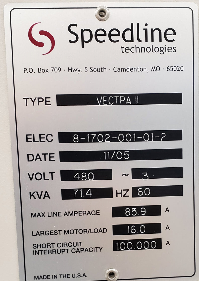 Speedline Vectra II Wave Soldering Machine