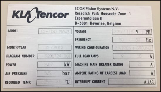 KLA CL T 1 X 0 Tape & Reel Tool