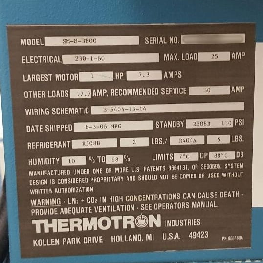 Thermotron SM 8 3800 Thermal Chamber