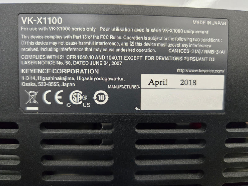Keyence VK X 1100 Surface Profilometer