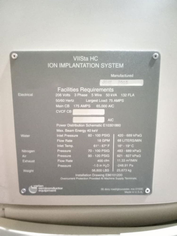 Applied Materials / Varian VIISta HC Ion Implanter