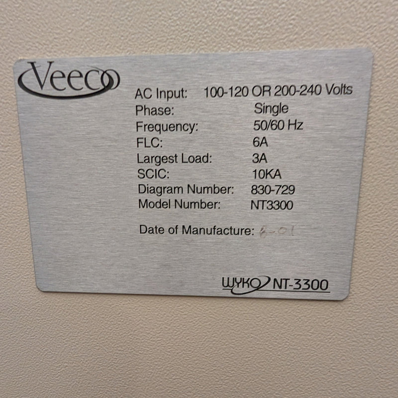Veeco / Wyko NT 3300 Profilometer