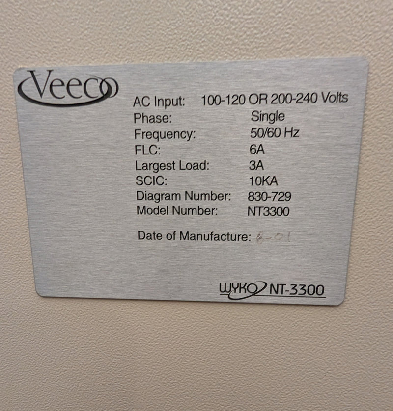 Veeco / Wyko NT 3300 Profilometer